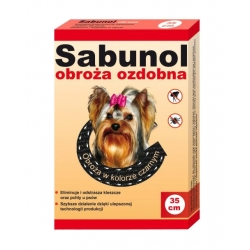 SABUNOL Obroża ozdobna czarna przeciw pchłom i kleszczom dla psa 35 cm